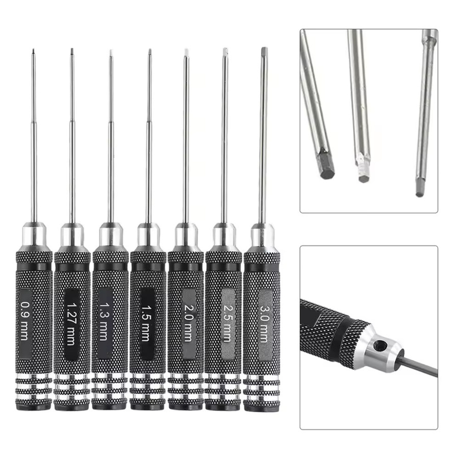 Skeyo 7-teiliges HSS Sechskantschlüssel-Set für RC-Modelle, Größen 0,9–3,0 mm - Bild 2