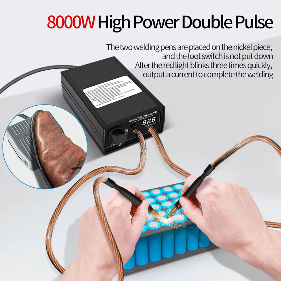Digitales 8000 W Spot Schweißer Kit mit Fußpedal und Control Board für 18650 Lithium-Batterien, Schwarz - Bild 4