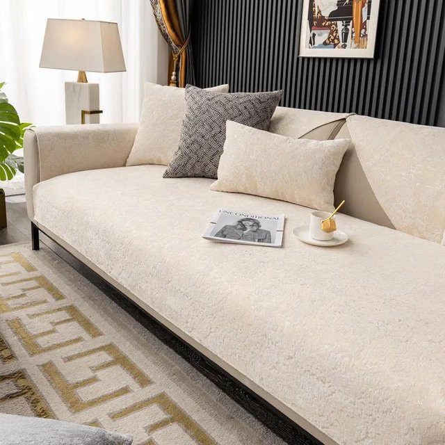 Modernes Relief-Samt-Sofakissen in Beige mit Jacquard-Muster, quadratisches Sitzkissen aus Polyester, B/B: 70 x 70 cm - Bild 1