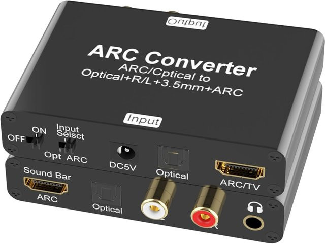 Konsenda HDMI ARC Audio Extractor DAC Konverter mit 192 kHz, Optisch und 3,5 mm Klinke, Schwarz - Bild 1