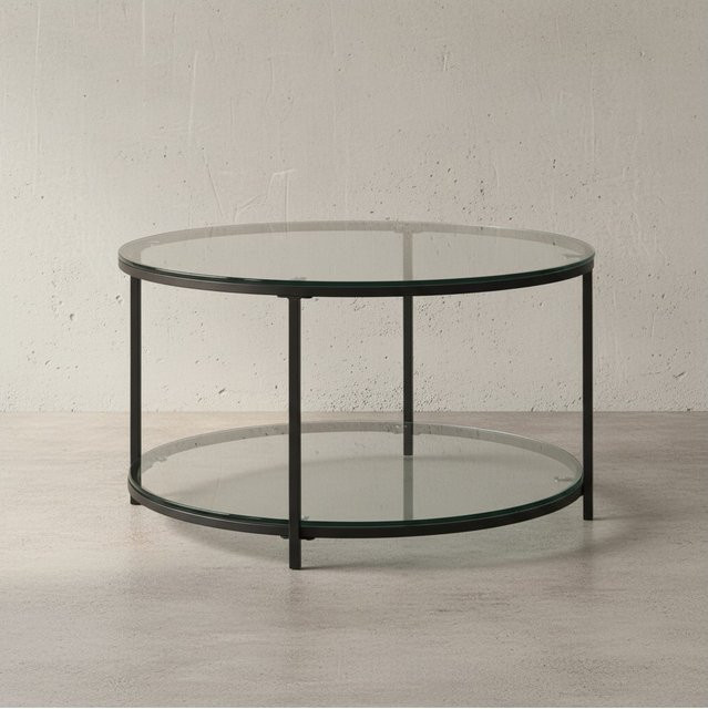 Couchtisch TREBBIA von KADIMA DESIGN in Marmoroptik mit Glas und Metall sowie 2 Ablagen, B/T/H: 80 x 80 x 45 cm - Bild 1