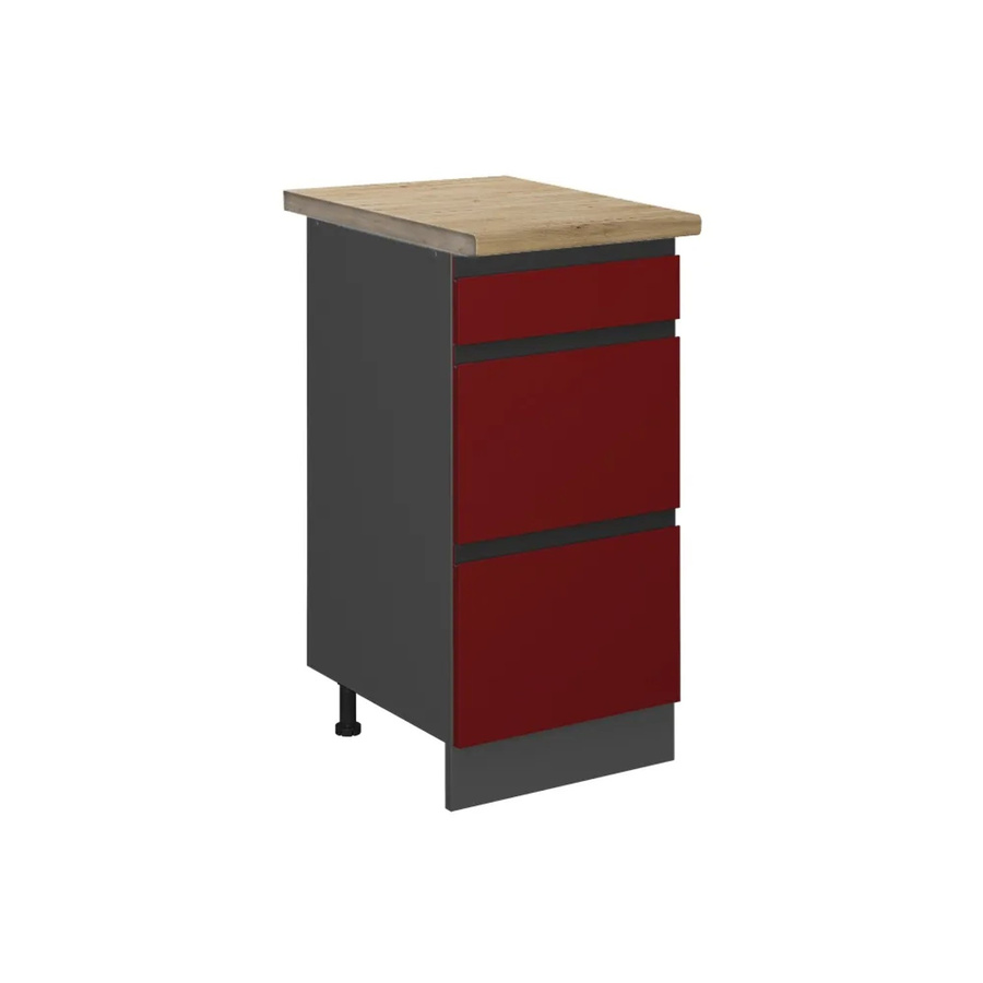 Vicco Küchenunterschrank R-Line in Rot/Anthrazit mit Eiche-Optik und Schubladen, B/T/H: 40 x 60 x 81,6 cm - Bild 2