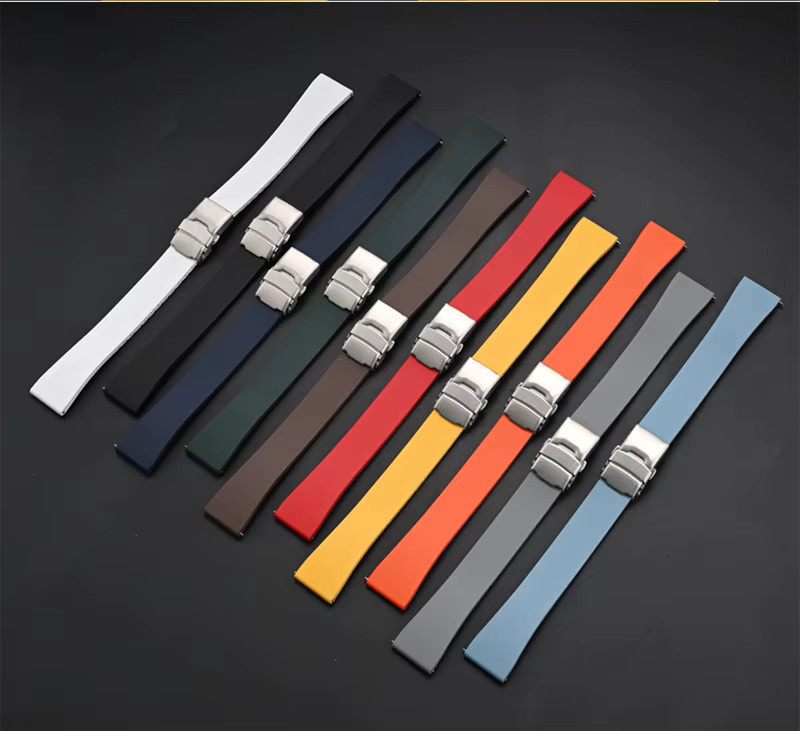 strapfreak Uhrenarmband Fluorkautschuk, Schwarz, Schnellverschluss-Faltschließe - Bild 2