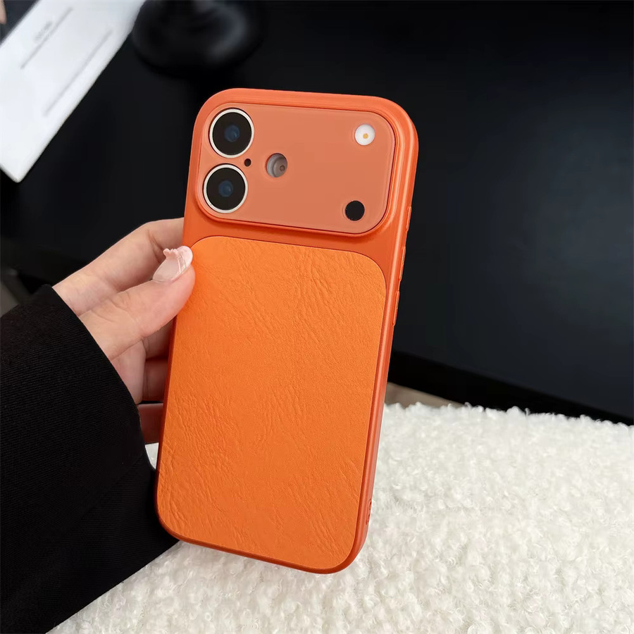 Xeber Leder Handyhülle mit großem Fenster und Linsenschutz für iPhone 17 16 15 14 13 Pro Max in Gold, matt und stoßfest - Bild 2