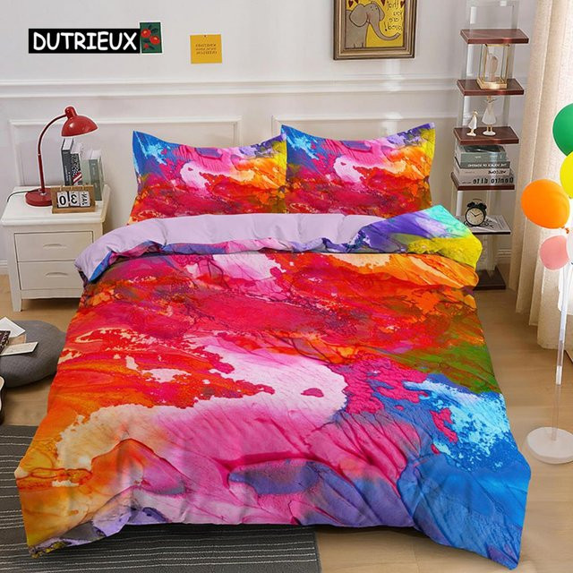 Bettwäscheset Binchi Outdoor Product mit abstraktem Regenbogen-Design, farbenfroh, Material Mikrofaser-Polyester, B/H: 135 x 200 cm - Bild 1