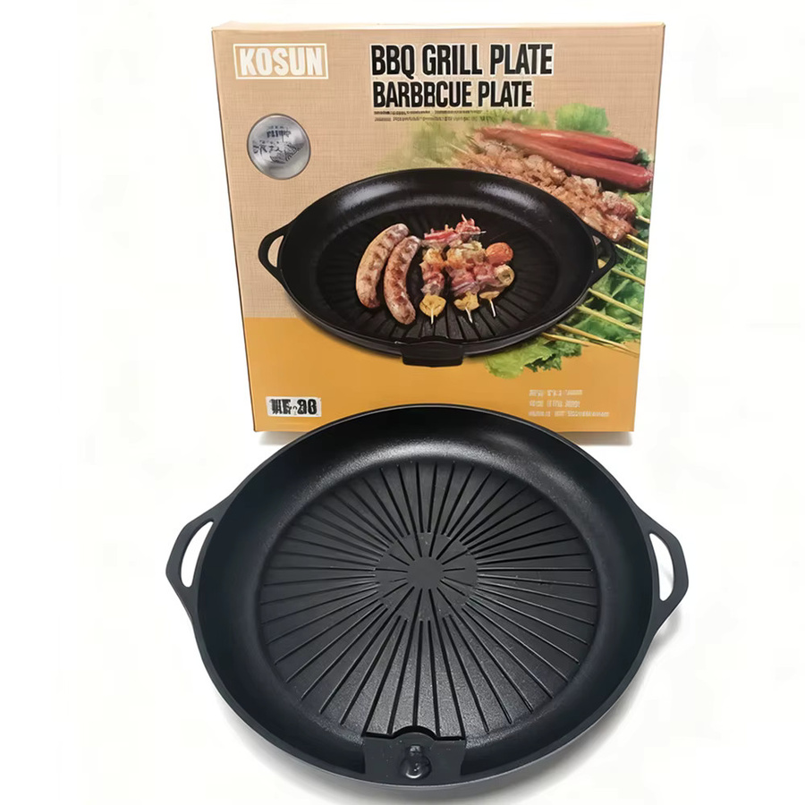 KOSUN Koreanische Grillpfanne aus Aluminiumguss, antihaftbeschichtet, Schwarz, für Gas- und Induktionsherd geeignet - Bild 5