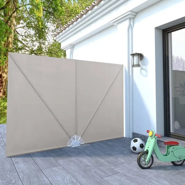 Furnicato Faltbarer Terrassen-Seitenfächer aus Polyester und Stahl in Creme/Beige, B/H: 240 x 160 cm - Bild 1