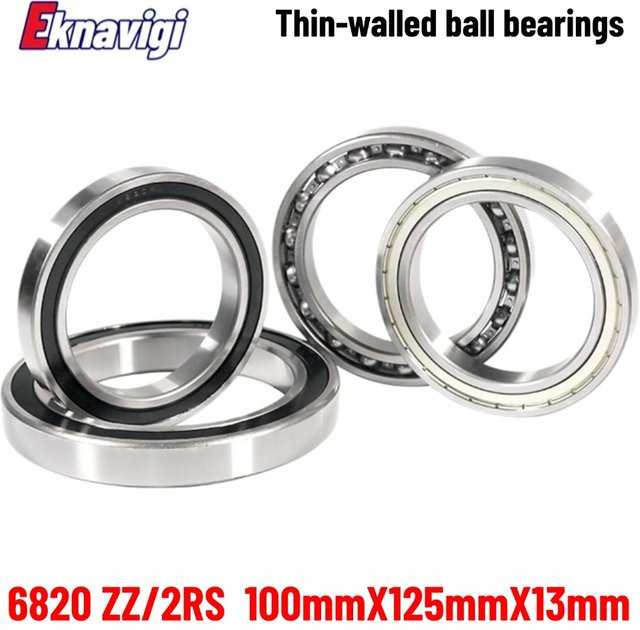 Eknavigi Rillenkugellager 6820 61820 ZZ/2RS ABEC-1 P0 Hochgeschwindigkeitslager für Motormaschinen, Farbe: Silber, B/H/T: 100 x 125 x 13 mm - Bild 1