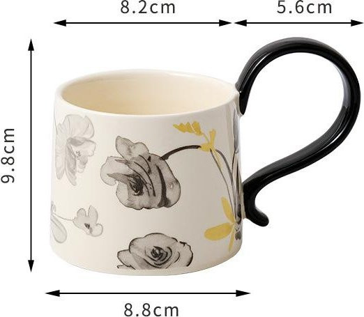 Retro Keramik Kaffeetassen-Set mit Untertasse in Weiß mit floralem Design von Yiran Furniture - Bild 1