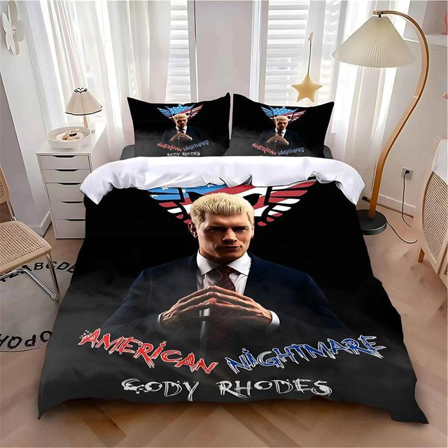 Cody Rhodes American Nightmare Bettwäsche-Set aus Mikrofaser, Schwarz, 3-teilig, B/H: 200 x 200 cm - Bild 1