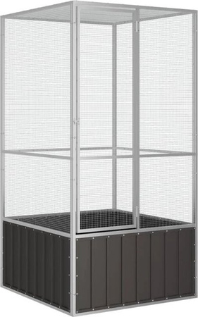 vidaXL Vogelkäfig Voliere aus verzinktem Stahl in Anthrazit B: 111 cm, T: 107 cm, H: 211,5 cm