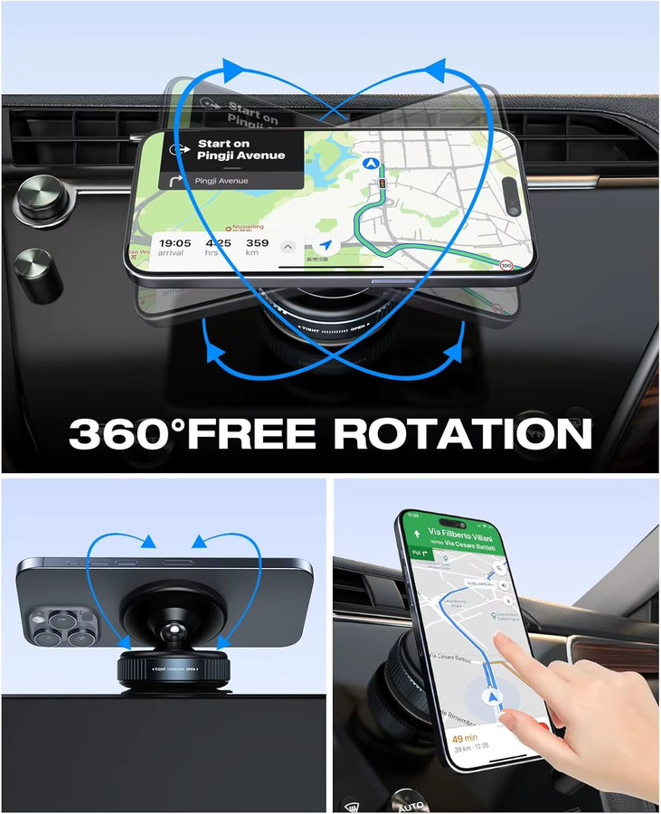 Muzisn Magnetische Autotelefonhalterung mit 360 Grad verstellbarem Saugnapf für Smartphones in Schwarz oder Weiß - Bild 4
