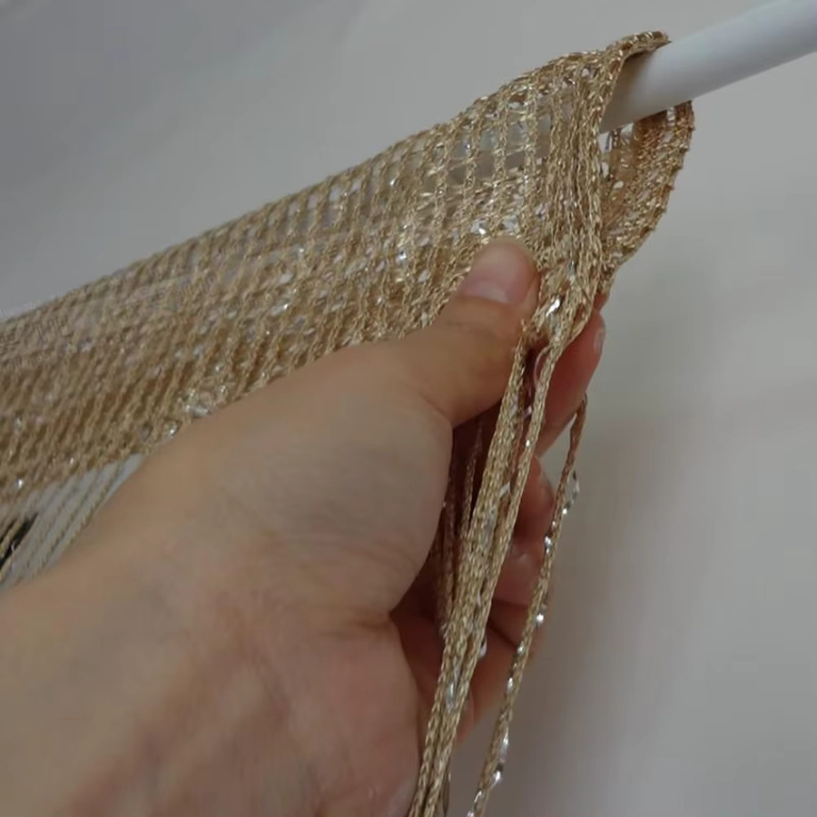 Willstar Fadenvorhang mit Streifenmuster und Quasten in Champagne, B: 200 cm, H: 100 cm - Bild 2
