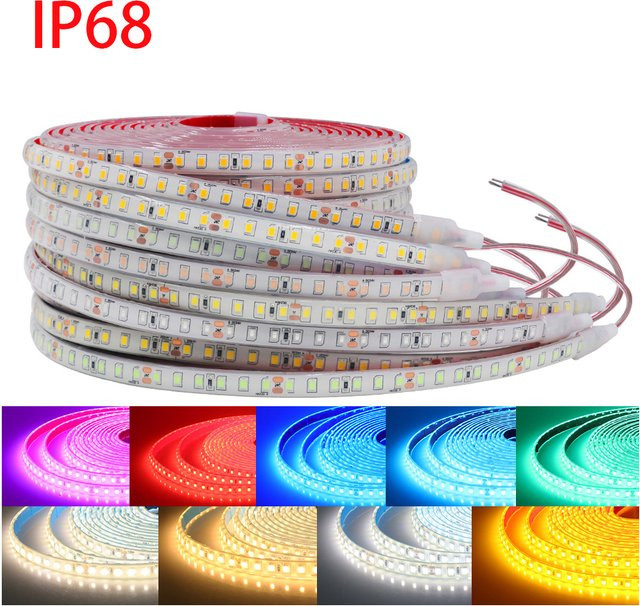 HEGEHE RGB LED-Streifen IP68 Wasserdicht Multicolour mit 120 LED/m und selbstklebendem Silikonband - Bild 1