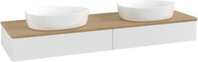 V&B Waschtischunterschrank Antao mit Frontstruktur und Beleuchtung, Farbe Eiche Honig und Weiß, B: 160 cm, T: 50 cm - Bild 1
