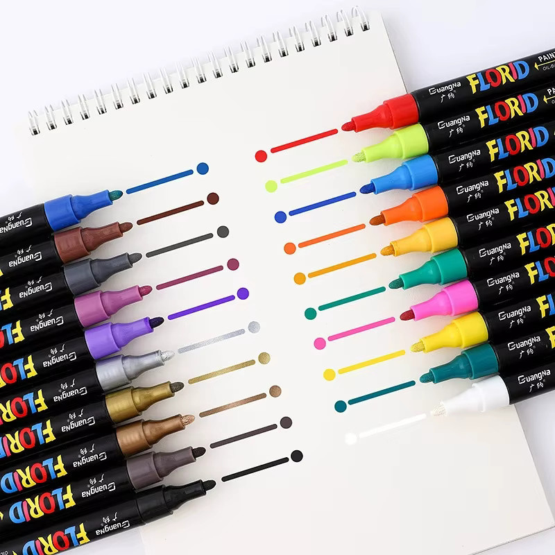 Permanent-Marker-Set mit 20 Metallic-Farben, wasserfeste Stifte für Metall, Gummi und Stoff, Bullet-Spitze, Multicolour - Bild 4