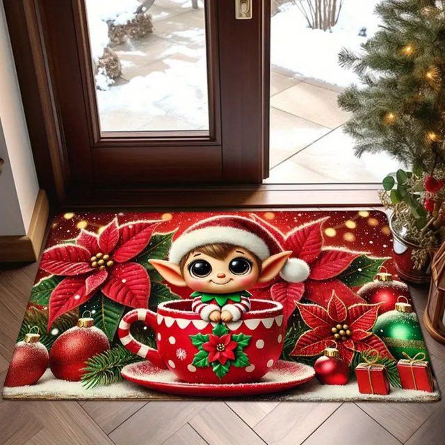 VIKAMA Weihnachtliche Fußmatte als Willkommens-Teppich für Eingangsbereich und Korridor - Bild 1