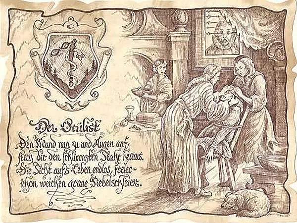 Zunftbild Augenarzt als Vintage Paper Poster auf Antikpapier in Beige, Format A4 - Bild 1