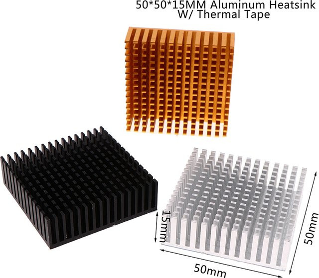 JINHF Aluminium-Kühlkörper für CPU und IC Chips, passiv, B/T/H: 50 x 50 x 15 mm - Bild 1