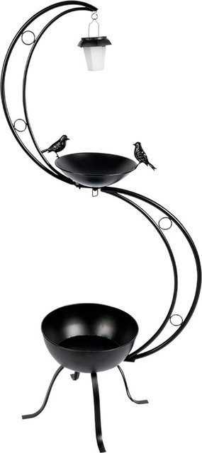 Viva Domo Solar-LED-Vogeltränke mit Pflanztopf in Schwarz - Bild 1