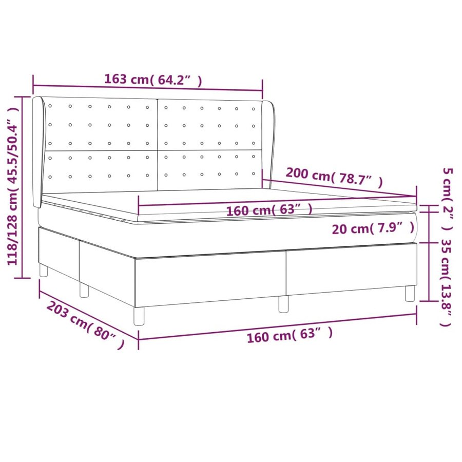 vidaXL Boxspringbett Hybrid mit Matratze und Kopfteil, Hellgrau, B/T/H: 160 x 200 cm - Bild 3