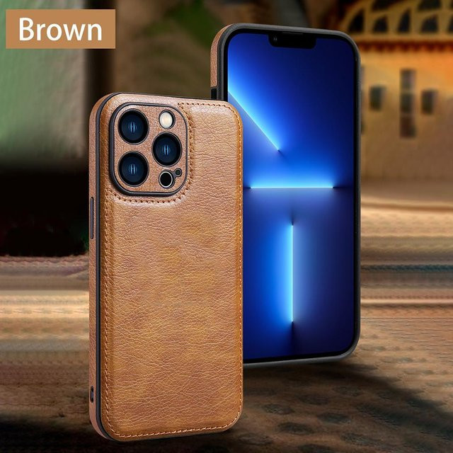 Yiran Bag Ultradünne Lederhülle mit Linsenschutz für iPhone 16 bis iPhone 7, Farbe: Blau - Bild 1