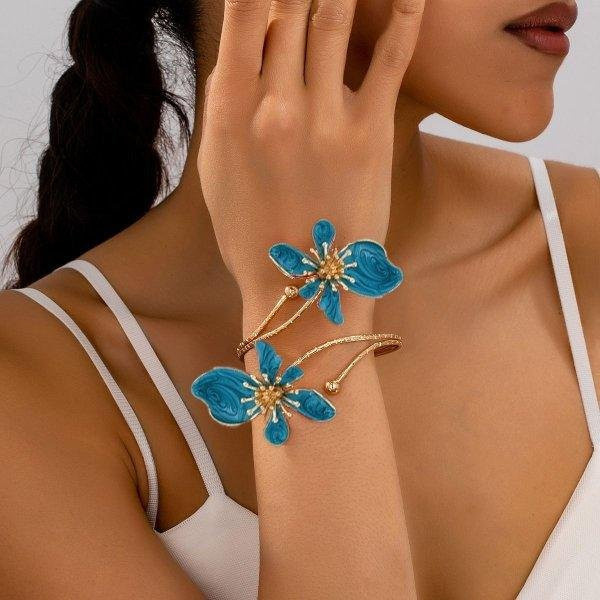 TuiYing001 Oberarm Manschette Armband, Emaille, Blume, brown, Damen - Bild 1