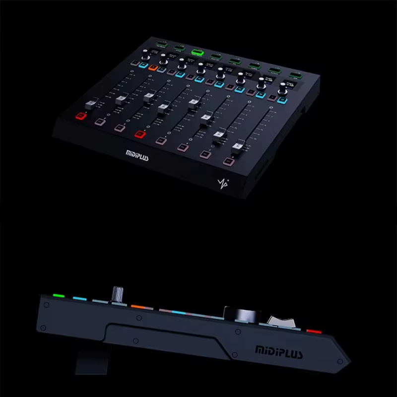 Midiplus Up+ MIDI-Controller mit acht taktilen motorisierten Fadern und Sequenzer als DAW-Steuerung in Schwarz - Bild 4