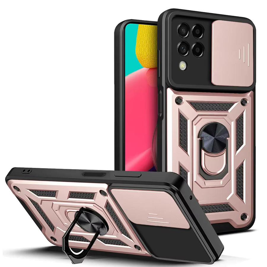 Stoßfeste Panzerhülle für Samsung Galaxy M52 M32 M22 M51 M23 M33 M62 M12 F23 5G mit Schiebefenster und Magnetring in Grün und Multicolour - Bild 1