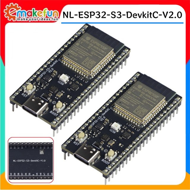 Emakefun ESP32-S3-DevKitC Entwicklungsboard mit 16 MB Flash und 8 MB PSRAM, WiFi und Bluetooth Modul mit USB-C Schnittstelle, Schwarz - Bild 1