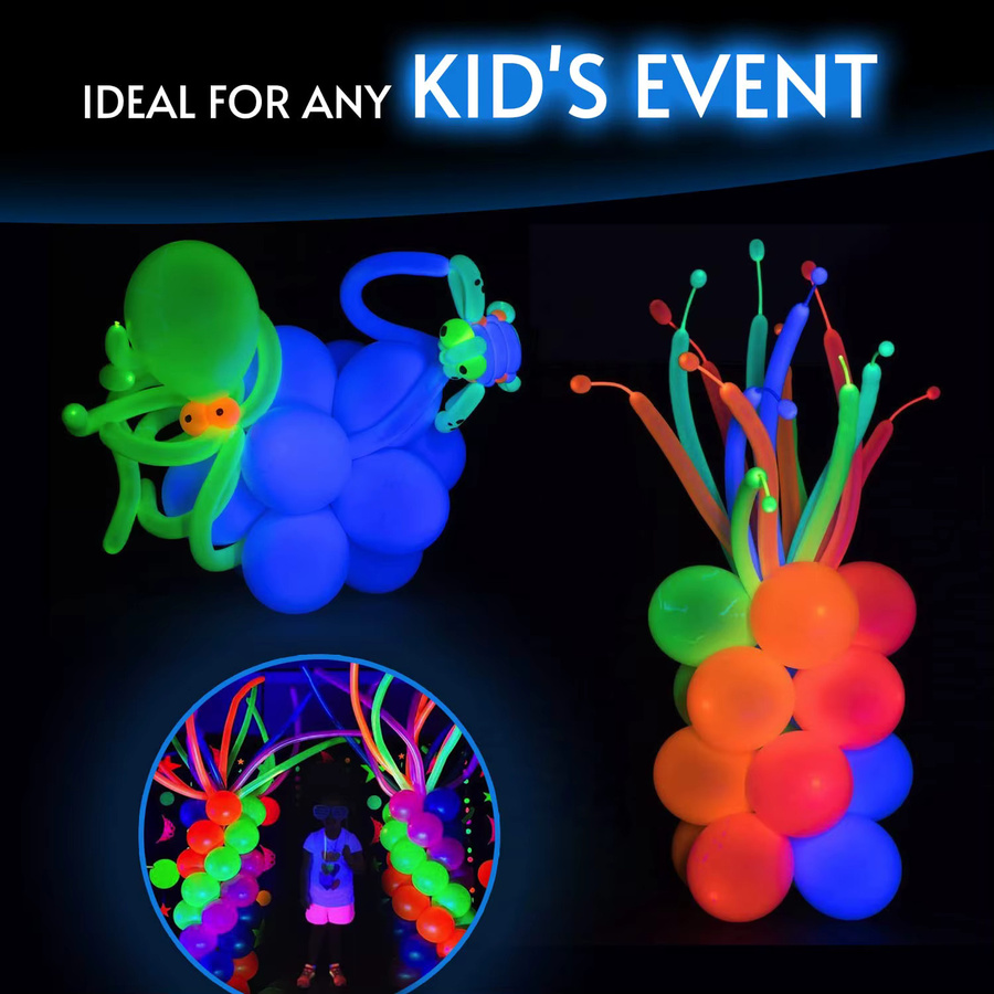 AADECORZZ Neon Partyballons im Set mit 30 Stück, UV-Schwarzlicht reaktive Luftballons in Multicolour für deine Partydekoration - Bild 2