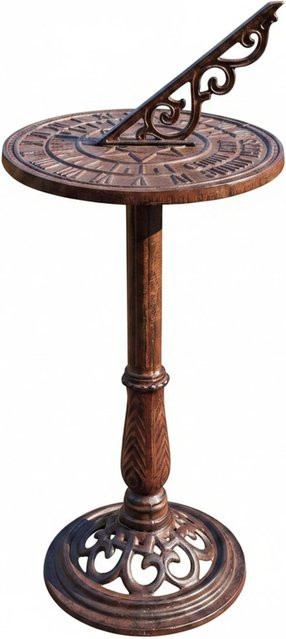 Relaxdays Sonnenuhr aus Gusseisen in Braun mit antischem Design und Standfuß, H x B x T: 85 x 37 x 35 cm - Bild 1