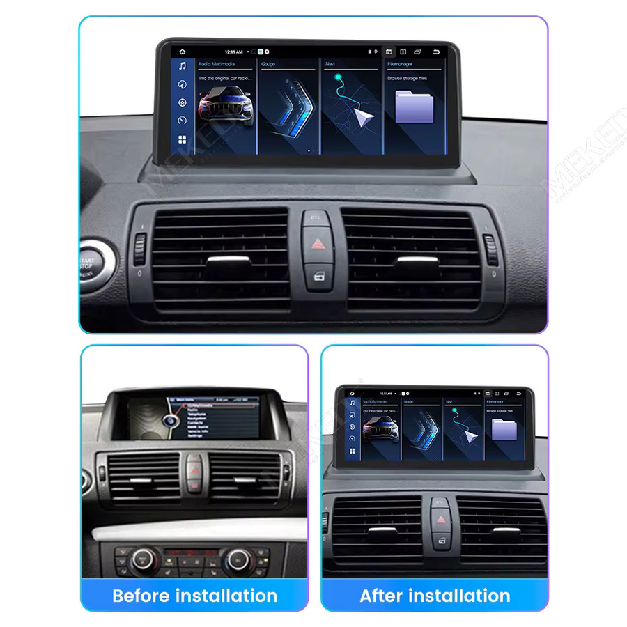 MEKEDE 10,25 Zoll Kabelloses Carplay Android Auto Autoradio für BMW 1er Serie E81 E82 E87 E88 (09-16) mit GPS, 4G und WIFI Multimedia-Player in Schwarz - Bild 2
