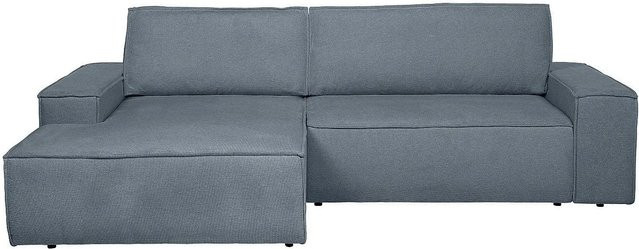 Vente-unique Schlafsofa Amelia in Blau mit L-Form und Schlaffunktion aus Strukturstoff - Bild 1