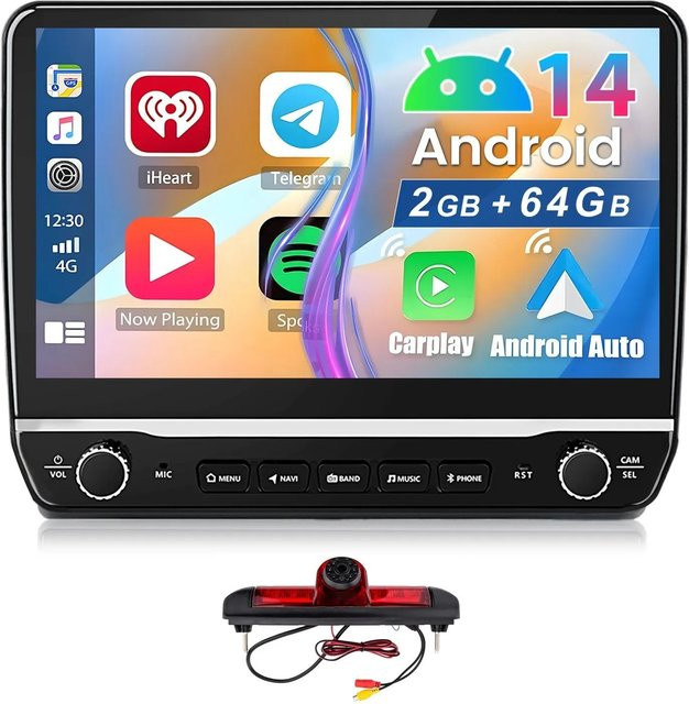 Junsun Autoradio für Fiat Ducato 2006-2023 mit Rückfahrkamera, Bluetooth und GPS, Schwarz - Bild 1