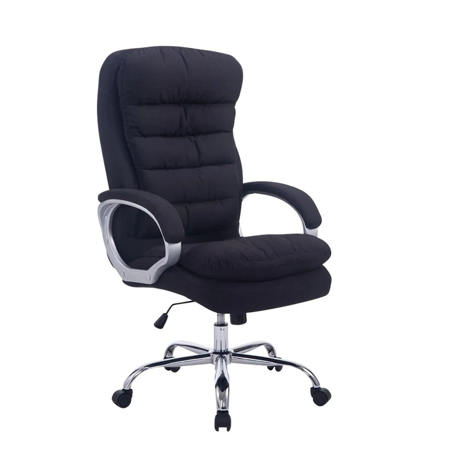 Ergonomischer Bürostuhl DELUKE SOUK in Schwarz aus Stoff mit Chromoptik Gestell, H x B x T: 116 x 68 x 77 cm - Bild 2