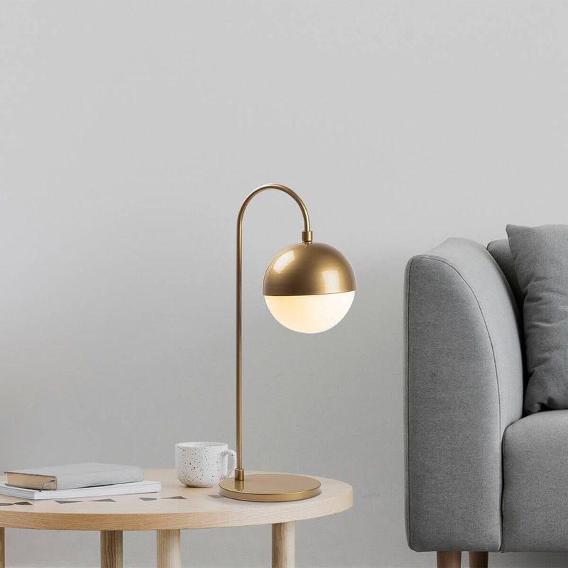 Opviq Tischleuchte aus Metall und Glas in Gold, B/T/H: 25 x 18 x 53 cm, E14 Fassung - Bild 3