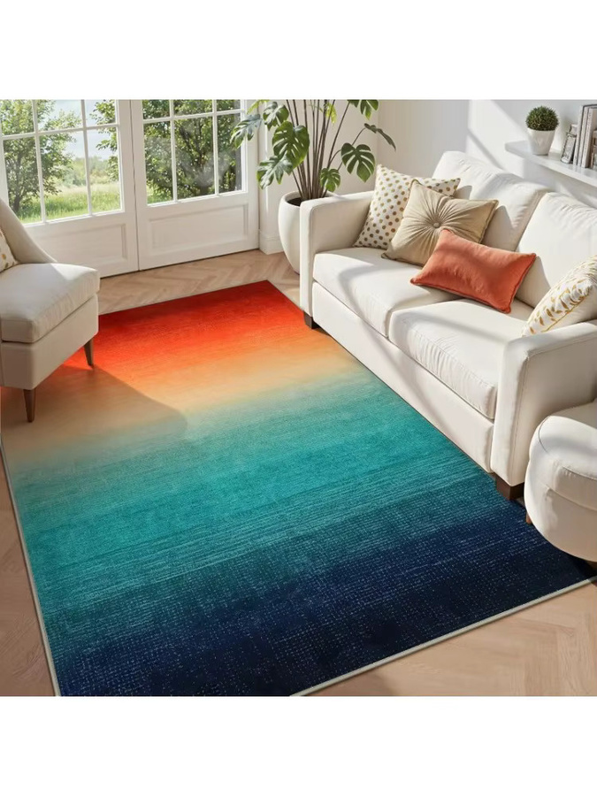 Moderner Teppich mit Regenbogen-Farbverlauf in Multicolour, rutschfest und weich für Wohnzimmer, Schlafzimmer, Flur, Küche oder Arbeitszimmer - Bild 2