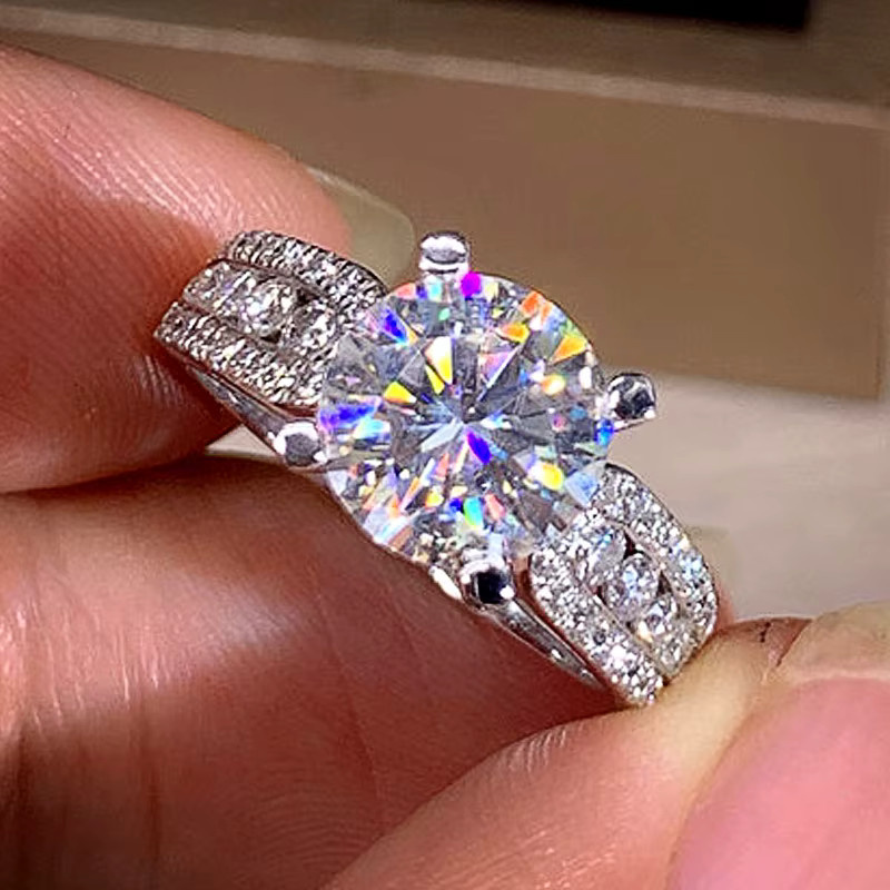 Huitan Eheringe, Silber, Kristall, Zirkonia, Damen - Bild 3