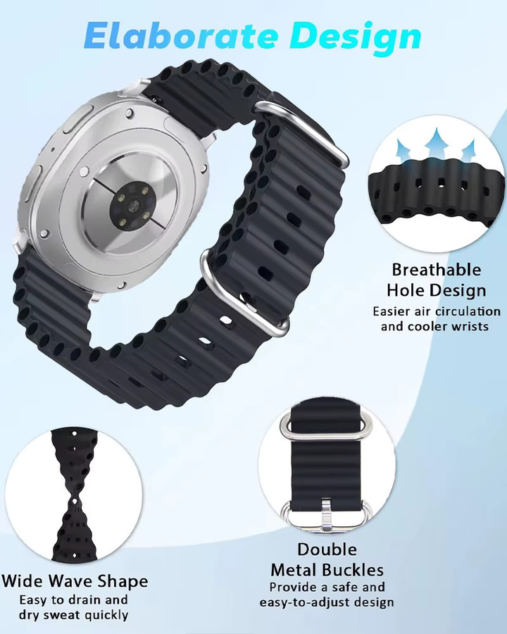 CRESTED Uhrenarmband Silikon, Schwarz, 22 mm, Unisex - Bild 4