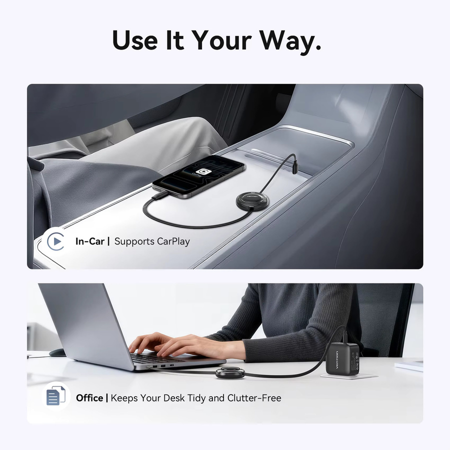 Vention 100W USB-C auf USB-C Schnellladekabel und Datenkabel, Schwarz - Bild 3