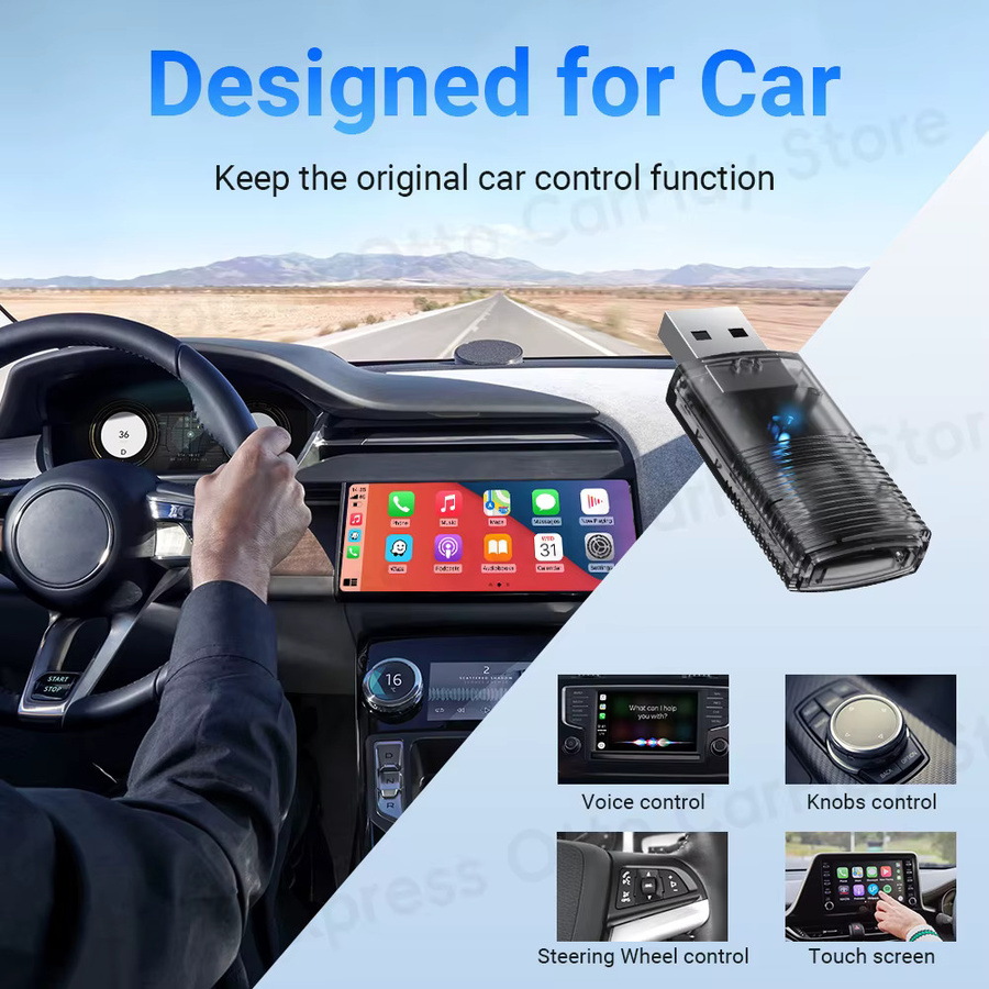 Ottocast Express Mini Kabelloser CarPlay und Android Auto Adapter 2-in-1 Dual-Band 5G Plug & Play Dongle für OEM kabelgebundene Fahrzeuge - Bild 5