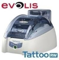 Evolis Tattoo RW Monochrom Plastikkartendrucker mit direktem Thermaldruck, 300 dpi, Kapazität 100 Karten, USB und LAN, Farbe Blau/Weiß - Bild 1