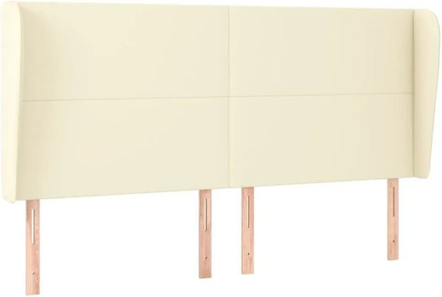 vidaXL Kopfteil mit Ohren in Creme, Kunstleder, B: 203 cm, T: 23 cm, H: 118/128 cm - Bild 1