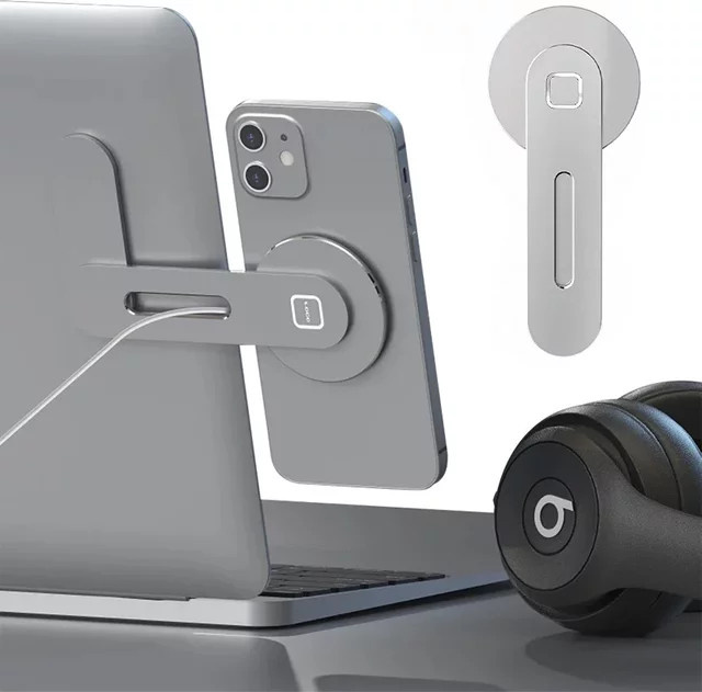 VIKEFON Magnetische Laptop-Telefonhalterung Schwarz, faltbare Handyhalterung für Computer-Monitore und iPhone 15 14 13 Serie - Bild 1