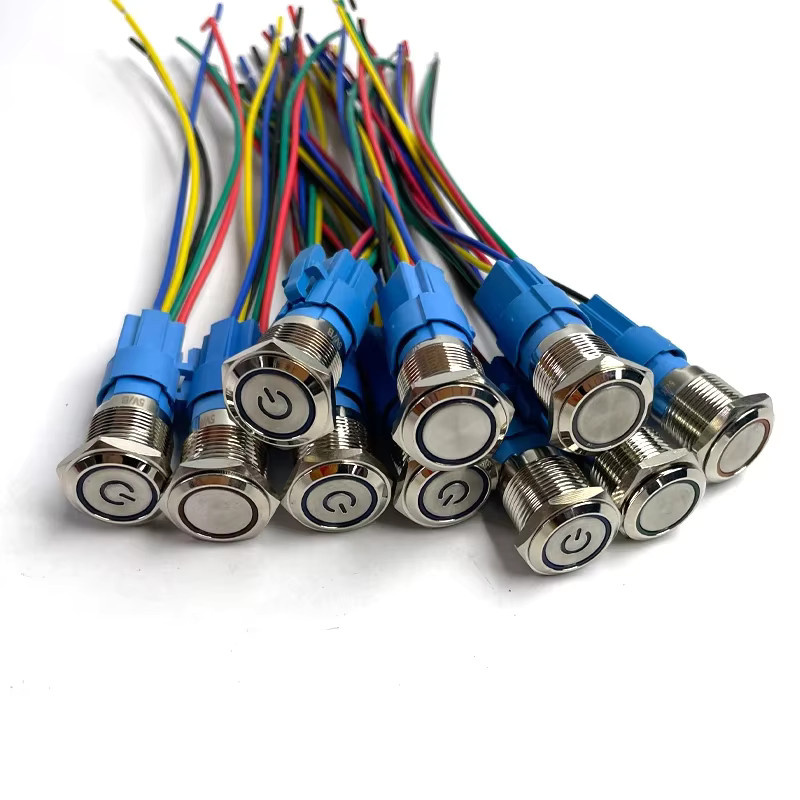 5 Stück Metall-Drucktastenschalter mit LED-Licht, 12V, Wasserdicht, Selbstverriegelnd und Rücksetzbar, Farbe: Grün - Bild 2