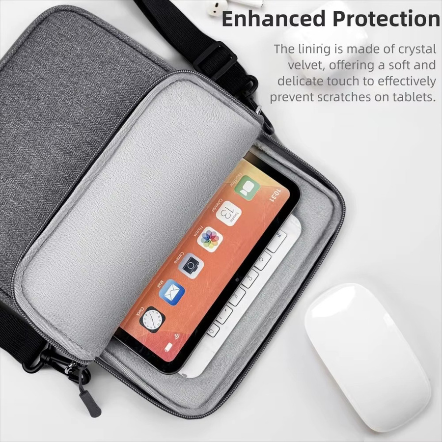 Tablet-Hülle Tasche mit Schultergurt und Griff für 9-13,3 Zoll Tablets, Grau, passend für Samsung und Kindle - Bild 2