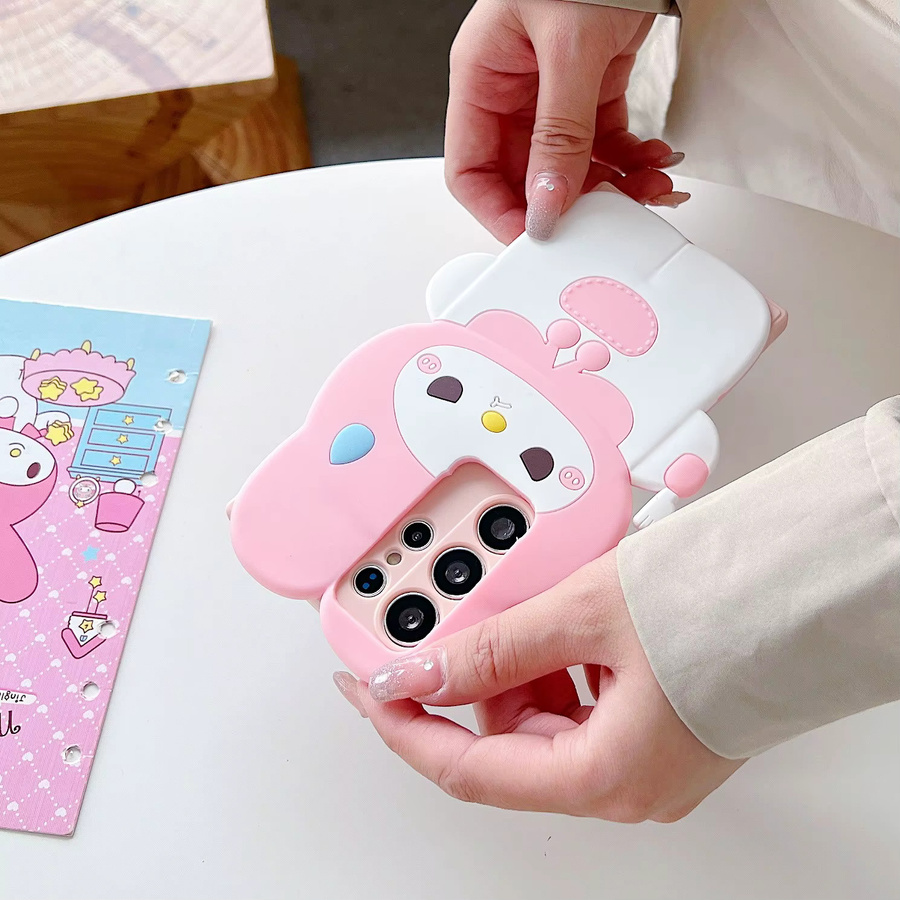 Angry Melody 3D Gabel Handyhülle in Pink für Samsung Galaxy S20 S21 S22 S23 S24 S25 S26 Plus Ultra FE A15 A16 A53 A57 Cartoon Rückseite Cover - Bild 3