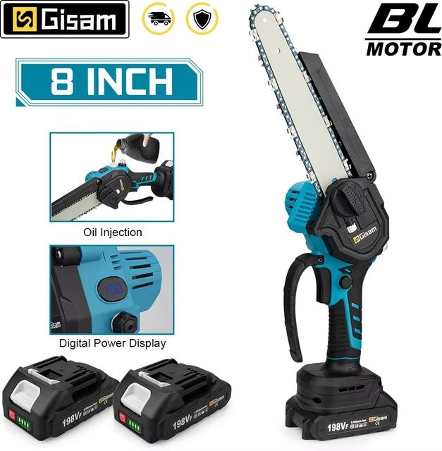 GΣ 8 Zoll bürstenlose Einhand-Elektrokettensäge für Makita 18V Akku LXT, Blau - Bild 1