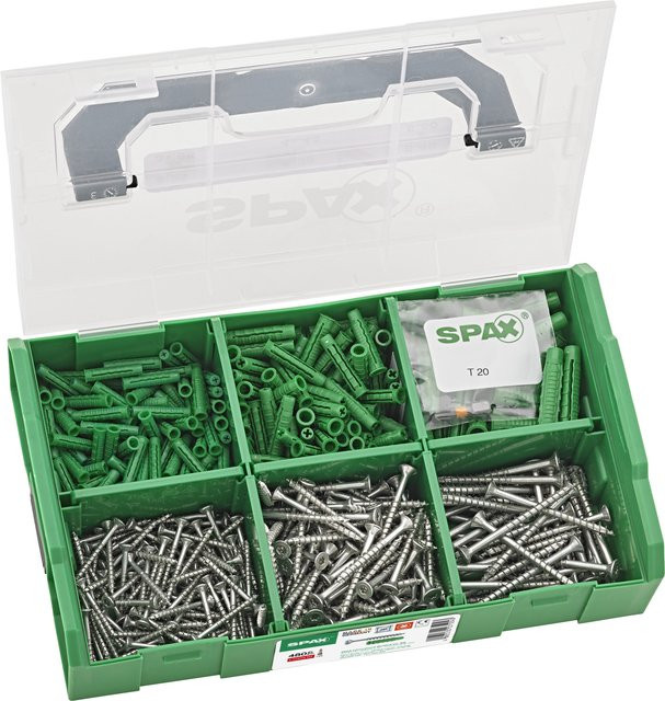 Spax Dübel-Schrauben-Set L-BOXX Mini, 481-teilig, grün, aus Nylon und Stahl - Bild 1